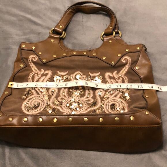 The Limited Brown Embroidered Sequin Purse Boho Retro Y2K - Picture 7 of 8